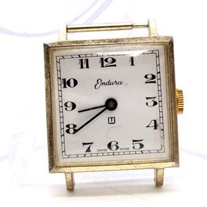 Vintage ENDURE Swiss Watch Mens Gold Tone Stainless Steel Classic White Dial